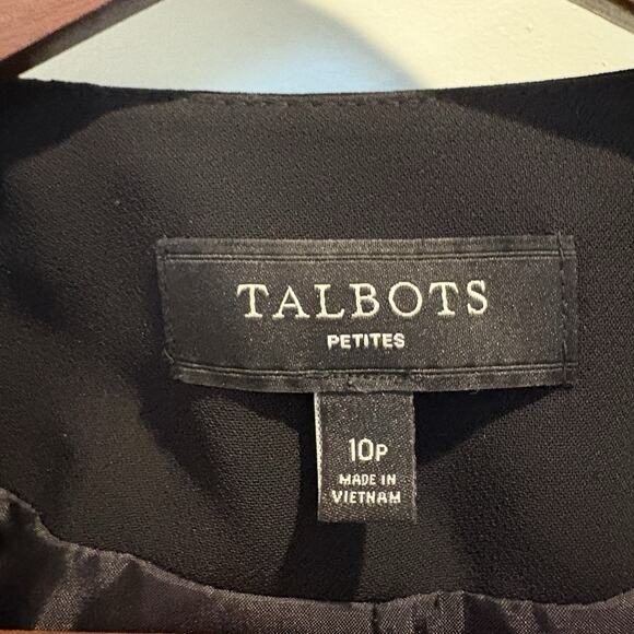 Talbots Tweed Blazer Petite 10P Black Classic Preppy Suit Jacket Grosgrain Trim - Picture 2 of 16